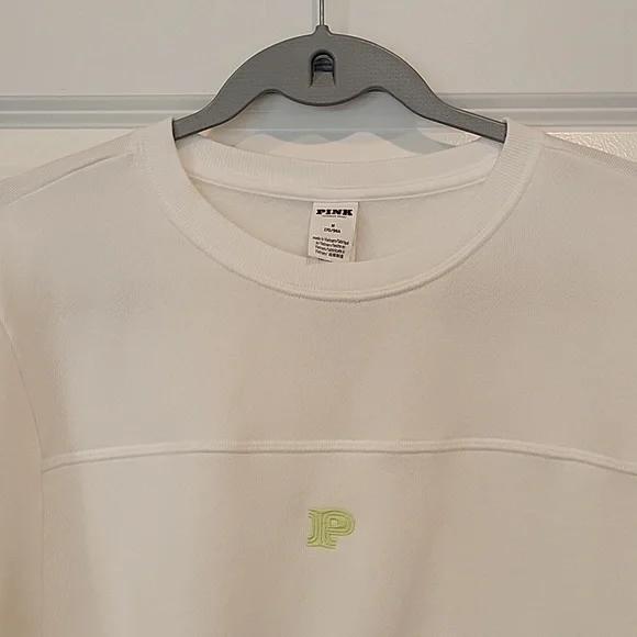 PINK Victoria Secret 2 Piece Matching Set Sweatshirt/Sweatpants White Medium NWT - Picture 3 of 11